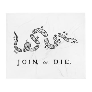 Join, or Die. Ben Franklin cartoon Throw Blanket