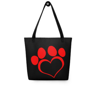 Heart Paw Black Tote bag