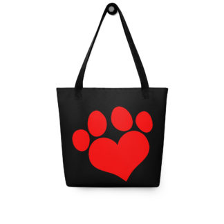 Heart Paw Solid Tote bag Black