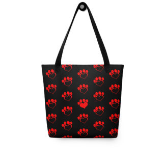 Heart Paw All Over Tote bag Black