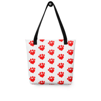 Solid Heart Paw All Over Tote bag White