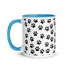 Black Paw Prints All Over Mug with Color Inside