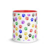 Multi Color Paw Prints Mug with Color Inside - Image 2