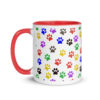 Multi Color Paw Prints Mug with Color Inside - Image 3