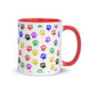 Multi Color Paw Prints Mug with Color Inside
